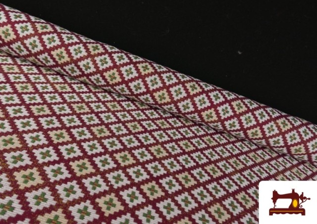 Comprar online Tela de Gobelino Tejido de Colores Geométrico color Rojo