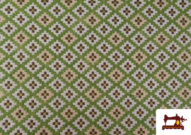 Venta online de Tela de Gobelino Tejido de Colores Geométrico color Verde