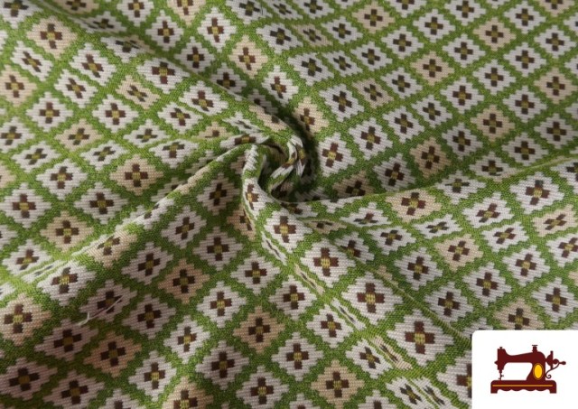 Tela de Gobelino Tejido de Colores Geométrico color Verde