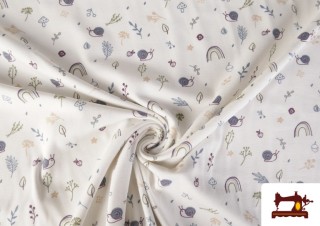 Venta online de Tela de Punto de Camiseta Caracoles Infantil