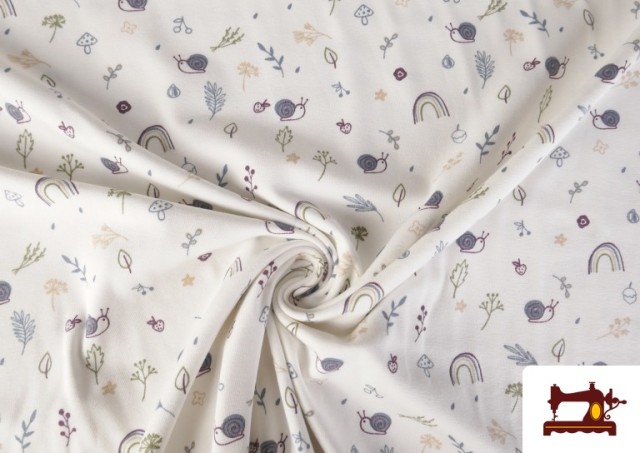 Venta online de Tela de Punto de Camiseta Caracoles Infantil