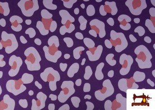 Comprar Tela Tela de Punto de Camiseta Leopardo de Colores color Morado