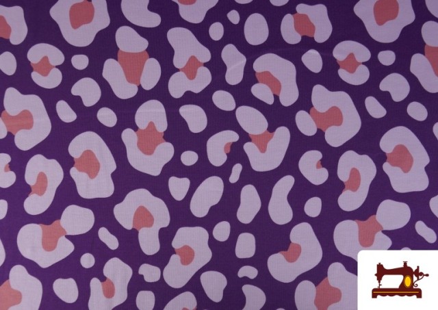 Comprar Tela Tela de Punto de Camiseta Leopardo de Colores color Morado