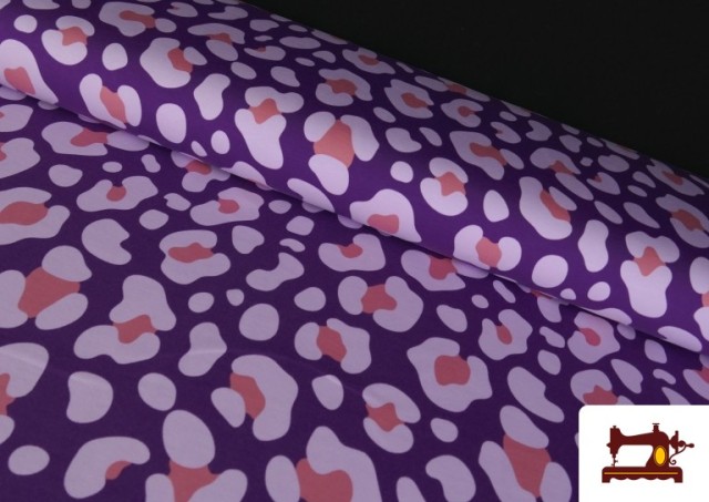 Venta de Tela Tela de Punto de Camiseta Leopardo de Colores color Morado