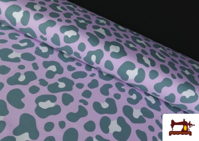 Tela Tela de Punto de Camiseta Leopardo de Colores color Verde mar