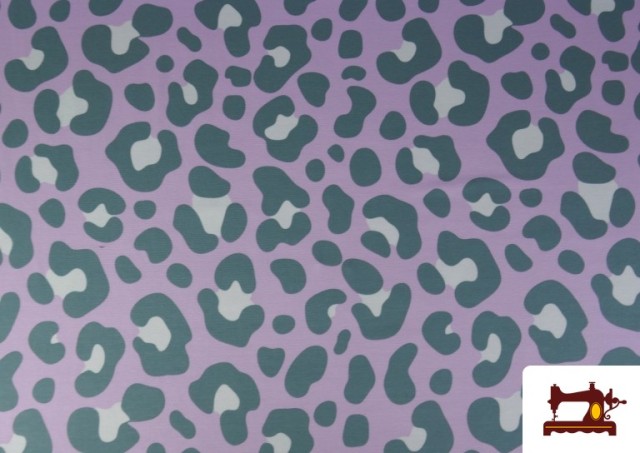 Tela Tela de Punto de Camiseta Leopardo de Colores color Verde mar