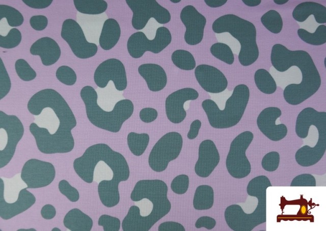 Tela Tela de Punto de Camiseta Leopardo de Colores color Verde mar