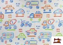 Venta de Tela de Punto de Camiseta Estampado de Vehiculos de Colores