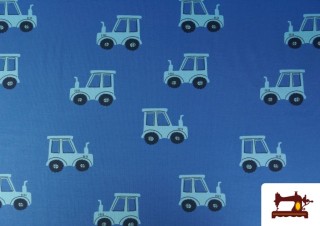 Comprar Tela de Punto de Camiseta de Tractores Azules