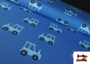Tela de Punto de Camiseta de Tractores Azules
