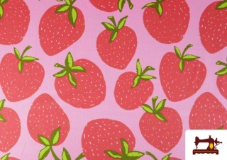 Comprar Tela de Punto de Camiseta Estampado Fresas Grandes