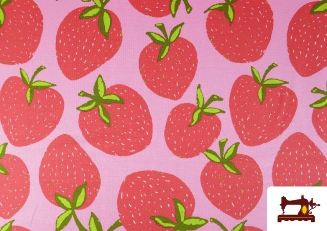 Comprar Tela de Punto de Camiseta Estampado Fresas Grandes
