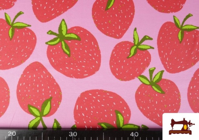 Venta de Tela de Punto de Camiseta Estampado Fresas Grandes