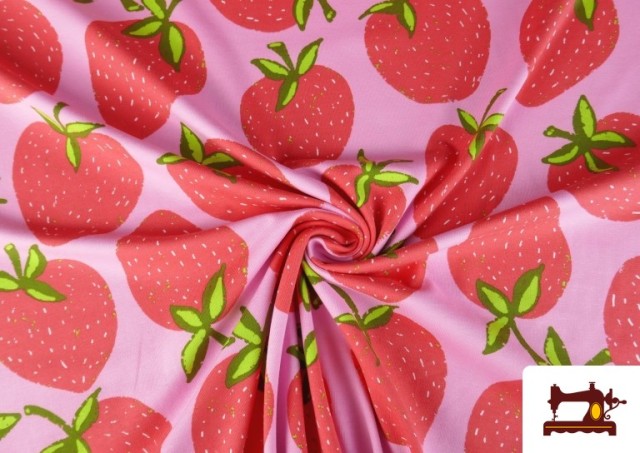Comprar online Tela de Punto de Camiseta Estampado Fresas Grandes