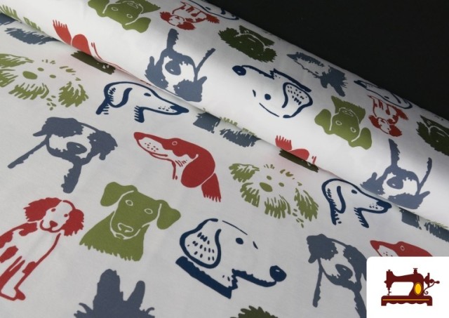 Tela de Punto de Camiseta Estampado de Perros