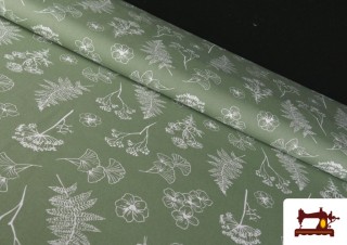 Tela de Algodón Estampado Botánico