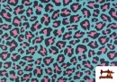 Venta online de Tela de Algodón Estampado Leopardo de Colores color Azul turquesa