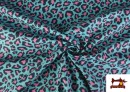 Tela de Algodón Estampado Leopardo de Colores color Azul turquesa
