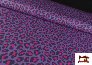 Tela de Algodón Estampado Leopardo de Colores color Lila