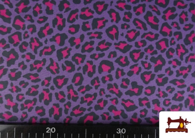 Venta de Tela de Algodón Estampado Leopardo de Colores color Lila