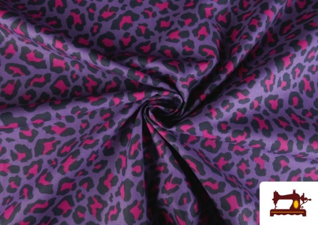 Venta de Tela de Algodón Estampado Leopardo de Colores color Lila