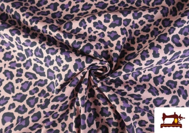 Tela de Algodón Estampado Leopardo de Colores color Rosa pálido