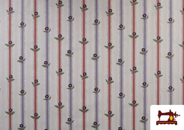 Comprar Tela de Algodón Rayas con Flores