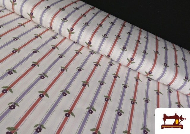 Tela de Algodón Rayas con Flores