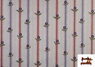 Venta de Tela de Algodón Rayas con Flores