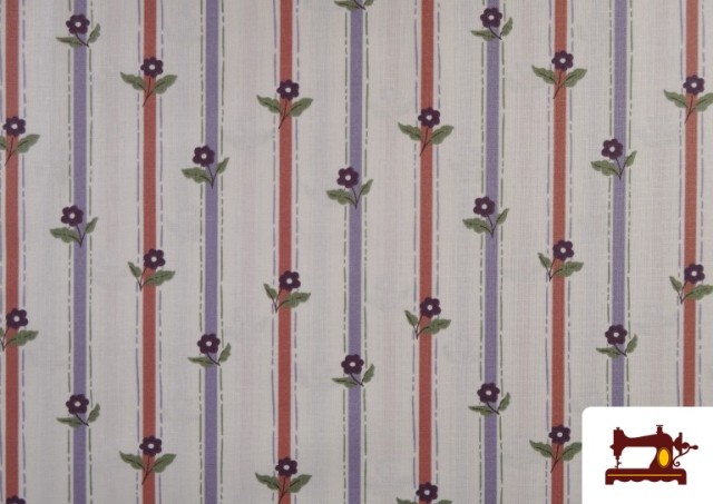 Venta de Tela de Algodón Rayas con Flores