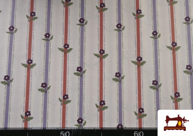 Comprar online Tela de Algodón Rayas con Flores