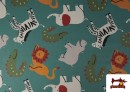 Venta de Tela de Algodón Estampado Animales de la Selva Infantil