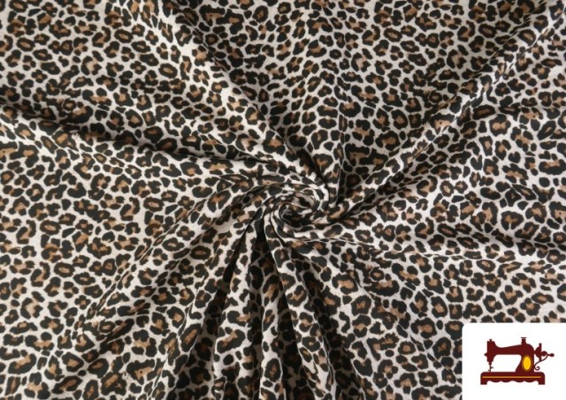 Tela de Sudadera French Terry Estampado Leopardo color Marrón