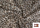 Tela de Sudadera French Terry Estampado Leopardo color Marrón