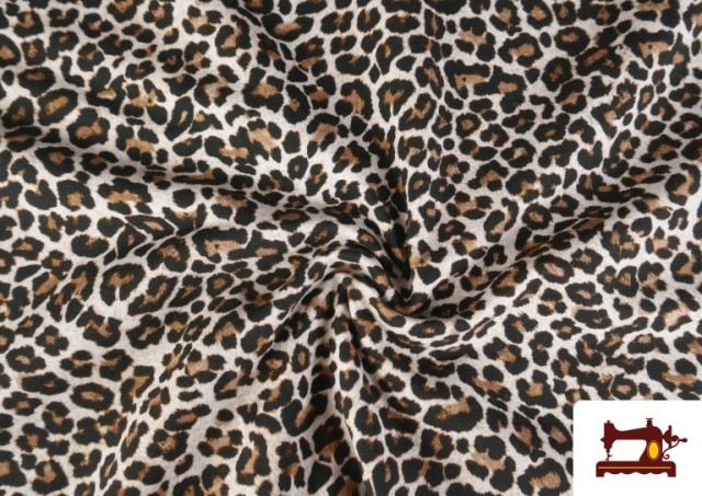 Tela de Sudadera French Terry Estampado Leopardo color Marrón