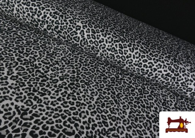 Tela de Sudadera French Terry Estampado Leopardo color Gris
