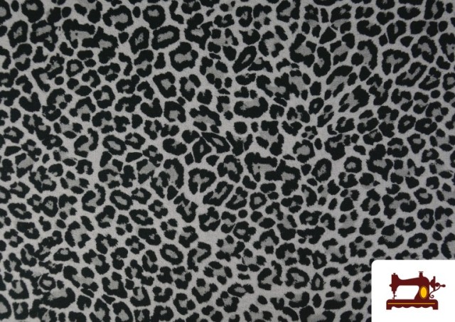 Venta de Tela de Sudadera French Terry Estampado Leopardo color Gris