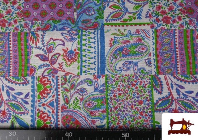 Venta de Tela de Loneta Estampado Patchwork Multicolor