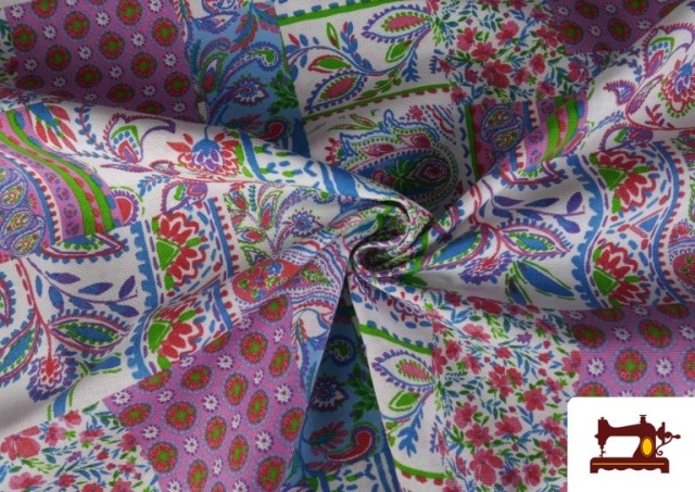 Comprar online Tela de Loneta Estampado Patchwork Multicolor