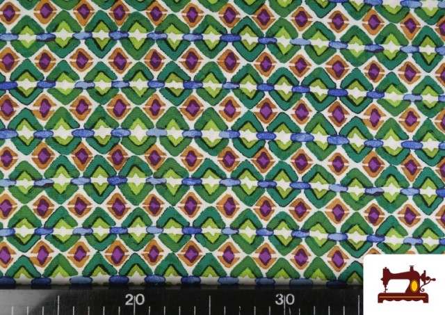 Comprar online Tela de Viscosa Geométrica Verde
