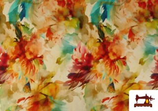 Comprar Tela de Punto de Viscosa Floral De Colores