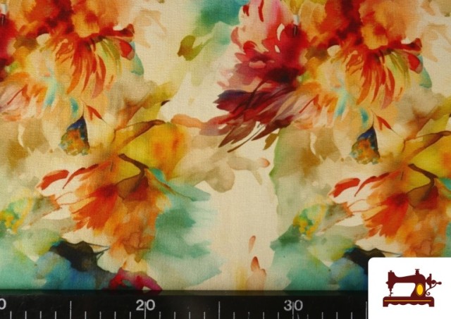 Comprar online Tela de Punto de Viscosa Floral De Colores