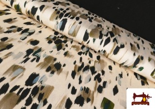 Tela de Punto de Viscosa Manchas Negras y Beige