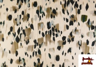 Comprar Tela de Punto de Viscosa Manchas Negras y Beige