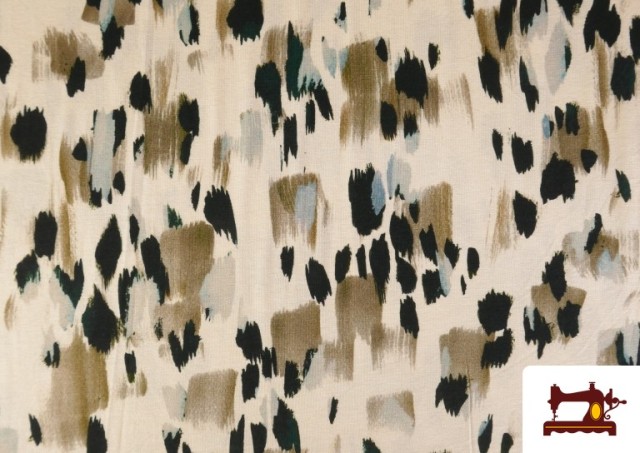 Venta de Tela de Punto de Viscosa Manchas Negras y Beige