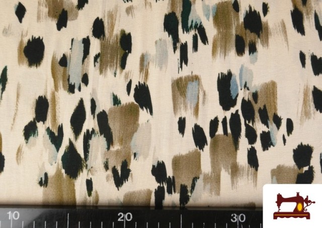 Comprar online Tela de Punto de Viscosa Manchas Negras y Beige