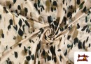 Venta online de Tela de Punto de Viscosa Manchas Negras y Beige