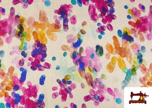 Comprar Tela de Lino Viscosa Fucsia, Naranja y Turquesa