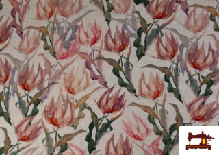 Comprar Tela de Lino Viscosa Estampado Floral Rosa
