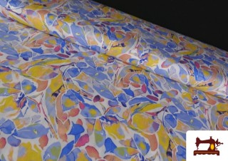 Tela de Viscosa Estampado Multicolor Azul